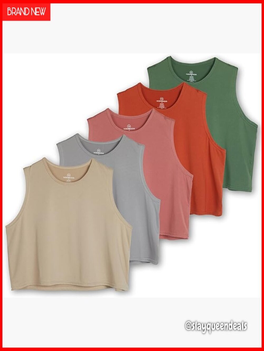 5-Pack Dry Fit Crop Tank Tops - Gym Yoga Workout Activewear